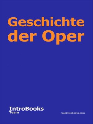 cover image of Geschichte der Oper